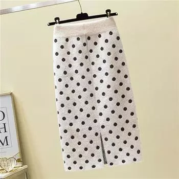 Юбка из искусственного меха норки, толстая, трикотажная, средней длины, в осенне-зимнем стиле, с разрезом на бедрах S