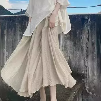 Юбка из льна с неровным подолом, доступна в четырех цветах, размеры 85 и 95 Medium 95 темно-серого