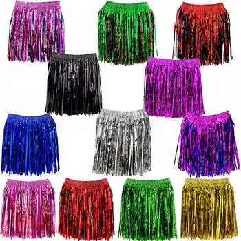 Юбка из шелка для танцев, костюм для летнего пляжного музыкального украшения на вечеринку, маскарад, день рождения, юбка из травы 1