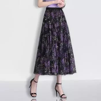 Юбка из шифона женская весна и лето женская юбка с большим маятником и складками жакет средняя и длинная юбка юбка юбка a-word One Size (Recommended Weight 40kg-75kg)