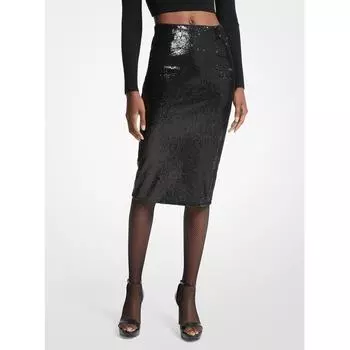 Юбка-карандаш MICHAEL KORS миди с пайетками JH370B9AC91 черный