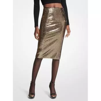 Юбка-карандаш MICHAEL KORS с пайетками JH370B9AC9782 черное золото