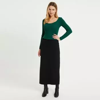 Юбка-карандаш женская длинная, узкая, повседневная, элегантная, низ, мусульманская, модная, с закрытым разрезом, высокое качество, сделано в турецком повседневном стиле