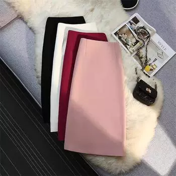 Юбка-костюм женская прямая юбка-труба юбка для поездок на работу с разрезом на бедрах S чёрный