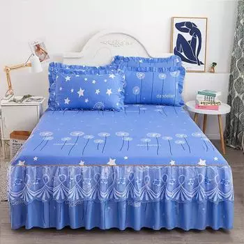 Юбка-кровать, хлопковое покрывало, комплект постельного белья с вышивкой, наволочки, 3 шт./компл. для короля/королевы, двуспальная простыня 1,5/1,8/2 м 120X200