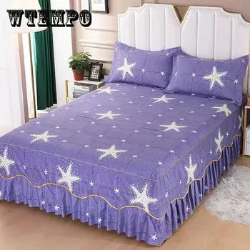 Юбка-кровать принцессы с рюшами, домашнее постельное белье, наматрасник, юбка-кровать с принтом, противоскользящее покрывало, простыня, покрывало King Queen Size 150*200