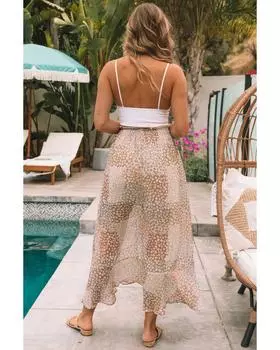 Юбка макси Azura Exchange с цветочным принтом, присборенной талией и разрезом на пуговицах L абрикосовый