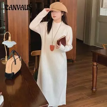 Юбка макси размера плюс с полуводолазкой поверх трикотажного платья XL чёрный