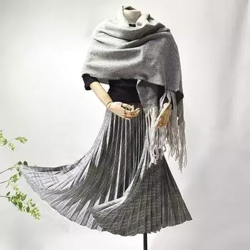 Юбка макси в клетку Temperament Commuter, плиссированная юбка, летняя новинка, плиссированная юбка с высокой талией One Size красный