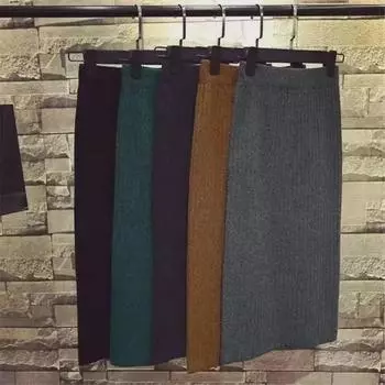 Юбка миди из мерсеризованного хлопка и шерсти с высокой талией и разрезом темно-зеленого