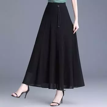 Юбка на груди женская летняя плиссированная юбка детская женская драпировка с принтом завышенная талия тонкая длинная юбка высокая чувственная юбка-зонтик S (recommended weight 85-47.5 kg) чёрный