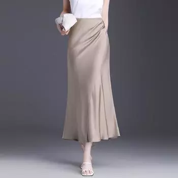 Юбка на груди женская летняя плиссированная юбка детская женская драпировка с принтом завышенная талия тонкая длинная юбка высокая чувственная юбка-зонтик M (recommended weight 90-50kg) чёрный