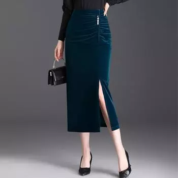 Юбка на груди женская летняя юбка средней длины с высокой талией весенняя женская маленькая мужская весенне-осенняя высококачественная черная юбка на бедрах с секущимися концами M (recommended weight 96-52 kg) чёрный