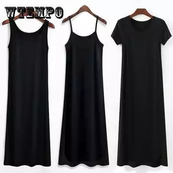 Юбка на подтяжках из модала, женское летнее платье с хлопковым низом, черный жилет, длинная юбка, универсальная юбка XL белый