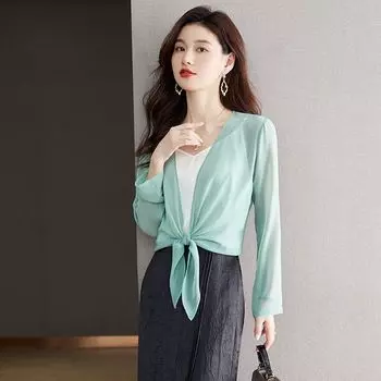 Юбка на подтяжках Верхняя одежда Накидка Нарядная шаль Шелк Green L