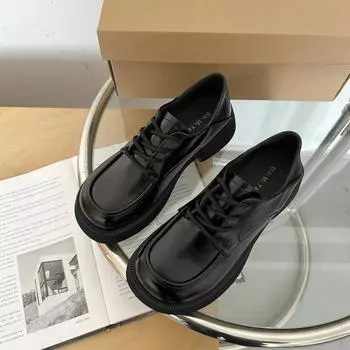 Юбка на толстой подошве, маленькие кожаные туфли, женская осень 2025, новые британские туфли в стиле колледжа, повседневные универсальные туфли в стиле ретро 35