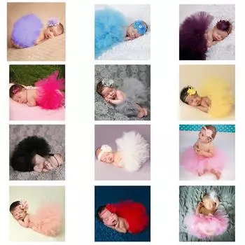 Юбка-пачка для новорожденных девочек, повязка на голову с цветком, костюм для студийной фотографии, реквизит 9#