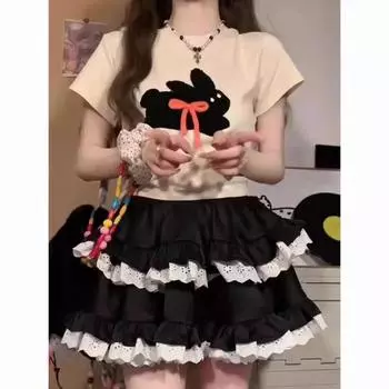 Юбка-пачка для женщин в балетном стиле весна/лето 2025 года - короткая юбка-трапеция из сетчатой ткани Fairy Mesh Small чёрный