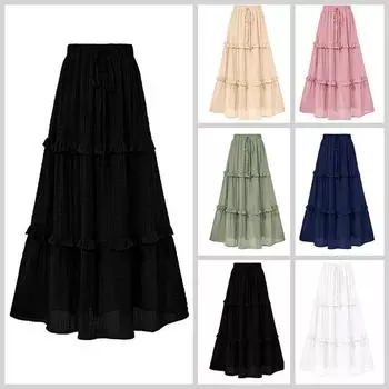 Юбка-плиссе в стиле европейского и американского стиля для поездок на работу, новинка лета, женская одежда больших размеров, свободная и тонкая юбка с талией S зелёный