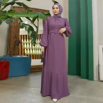 Юбка Плиссированное женское платье Длинная исламская мусульманская одежда Абая