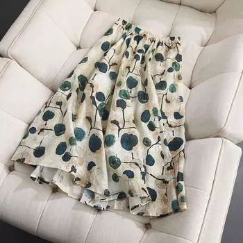 Юбка-полуюбка большого размера с принтом дождевых чернил, длинная юбка в стиле ретро с высокой талией, утягивающая, темпераментная, А-силуэт, большая юбка-свитер M