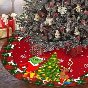 Юбка «Рождественская елка», красно-зеленый воротник юбки «Веселая рождественская елка», мягкое рождественское праздничное украшение One Size