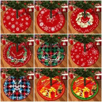 Юбка «Рождественская елка» Принт снежинки Яркий цвет Простая установка Круглый большой коврик «Лось» в форме рождественской елки 90cmA