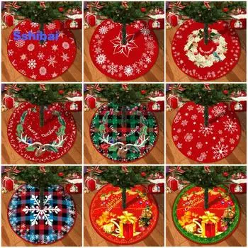 Юбка «Рождественская елка», яркий цвет, простая установка, снежинка, принт лося, круглый большой коврик для рождественской елки, декор 90 cm B