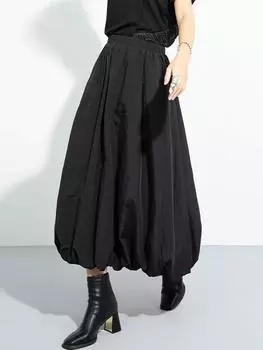 Юбка с эластичной талией и карманами XITAO в стиле пэчворк HJF7105 M чёрный