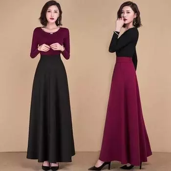 Юбка с эластичной талией Юбка А-образного силуэта женская большого размера юбка для танцев на все времена года Европейская станция юбка с высокой талией универсальная юбка S красный