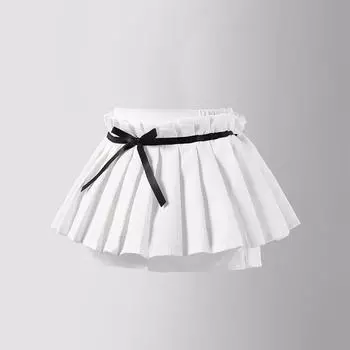 Юбка с бантом для девочек, летняя повседневная модная универсальная короткая детская плиссированная юбка с высокой талией, танцевальная школьная юбка для детей-подростков 100cm