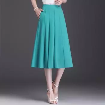 Юбка с бюстом женская летняя юбка средней длины в складку, женская драпировка, с высокой талией, весенняя женская, маленькая, весна и осень, высокая талия M