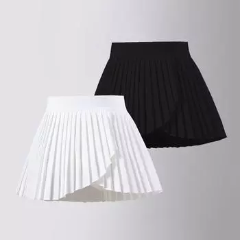 Юбка с цветочным принтом для детей, тонкая плиссированная юбка с высокой талией для девочек, короткая модная универсальная детская юбка трапециевидной формы для тенниса и бейсбола 110cm белый