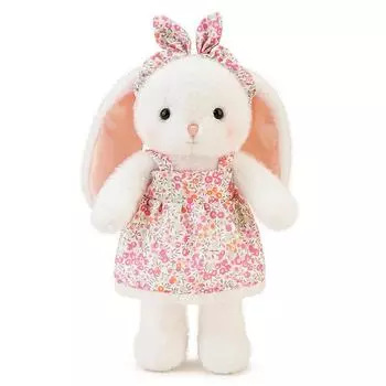 Юбка с цветочным принтом и кроликом, повязка на голову с бантом, кукла, животное, плюшевые игрушки, детские подарки 35cm