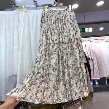 Юбка с цветочным принтом и принтом, уменьшающим возраст, женская, эластичная, с высокой талией, универсальная, средней и длинной длины, с цветочным принтом One size