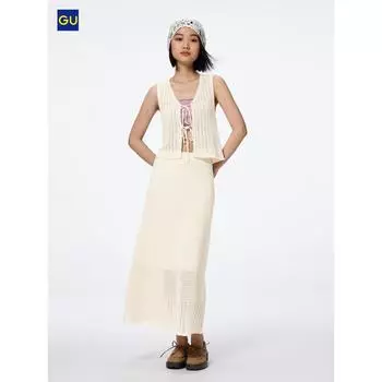 Юбка с кружевной вязкой Uniqlo Gu 09 BLACK/WOMEN S