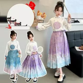 Юбка с лошадиным лицом девушки Ханфу, древний костюм, костюм Супер Бессмертного Тан, платье принцессы для девочек 120