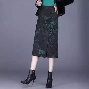 Юбка с обхватом груди женская весна и осень юбка с обхватом бедер средняя и длинная юбка-драпировка A-word женская юбка с высокой талией весна и осень пожилые L (95-55 kg)