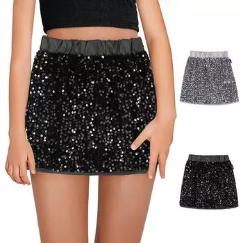 Юбка с пайетками для девочек от 2 до 8 лет 100 чёрный