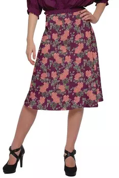 Юбка с принтом Moomaya для женщин, повседневная одежда из полиэстера и спандекса, летняя юбка для девочек 2X-3X темно-пурпурный