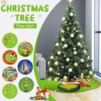 Юбка с рождественской елкой, красно-зеленый воротник-юбка с рождественской елкой, мягкое рождественское украшение One Size