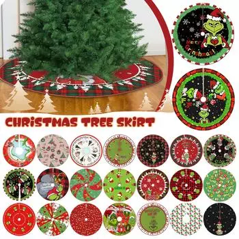 Юбка с рождественской елкой, красно-зеленый воротник-юбка с рождественской елкой, мягкое рождественское украшение One Size