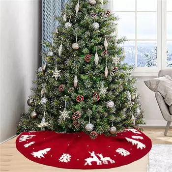 Юбка с рождественской елкой, вязаная юбка с красными снежинками и лосем, нижняя часть рождественской елки, фартук с изображением елки One Size