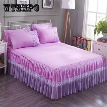 Юбка с рюшами из 3 предметов, комплект покрывала Queen King Size-16 дюймов, юбка с оборками в стиле, покрывала, покрывала, оборки от пыли(С 2 наволочками) 120*200
