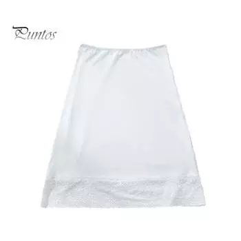 Юбка с высокой талией, однотонная мягкая дышащая ткань, утягивающая юбка с кружевным подолом, летняя базовая юбка L белый
