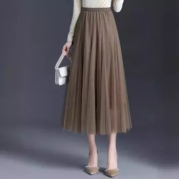 Юбка с высокой талией, женская летняя юбка средней и длинной длины, детская юбка с принтом «слово», женская драпированная плиссированная белая юбка-торт One size (recommended weight 80-75 kg) чёрный