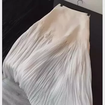 Юбка с завышенной талией и кружевом в складку - элегантная летняя длинная юбка для женщин Small слоновая кость