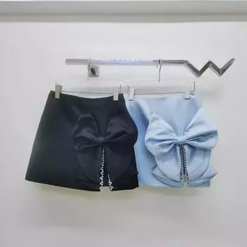 Юбка Shisanhang Summer 2024 с преувеличенным бантом и украшением из кристаллов Large синий