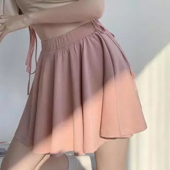 Юбка-шорты Yousheng Women Mini, эластичная юбка-трапеция с высокой талией из ледяного шелка, однотонная плиссированная спортивная юбка-шорты, летние плиссированные шорты XXXL розовый