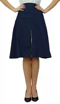 Юбка-трапеция Bimba с карманами и кружевом Deatil с боковой молнией Модный шик 10 синий